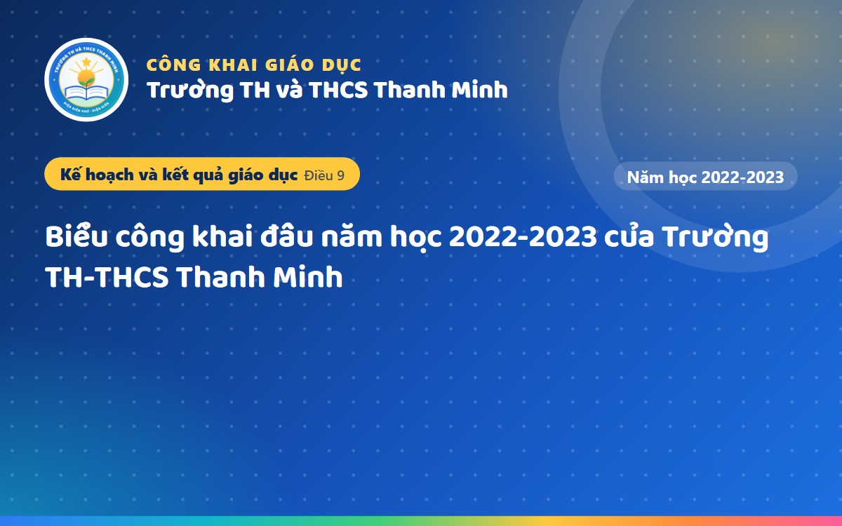 Biểu công khai đầu năm học 2022-2023 của Trường TH-THCS Thanh Minh